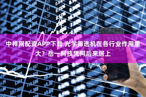 中祥网配资APP下载 光学筛选机在各行业作用重大？岳一科技凭何后来居上